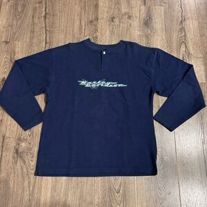 Harley Davidson Snap Closure Crew Neck Sweatshirt Size Med Navy Blue VINTAGE